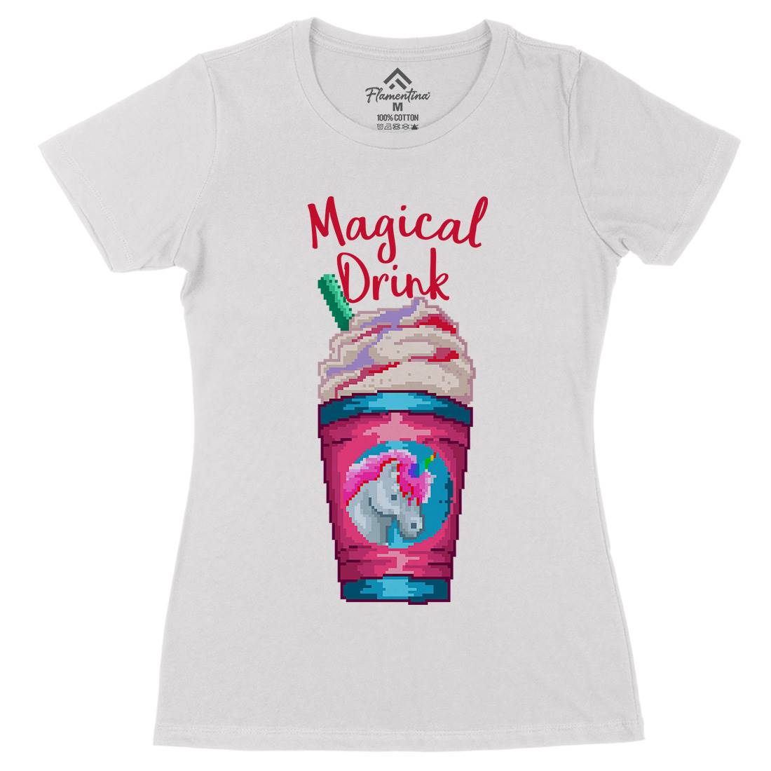 Magical Unicorn Drink Womens Organic Crew Neck T-Shirt Drinks B930