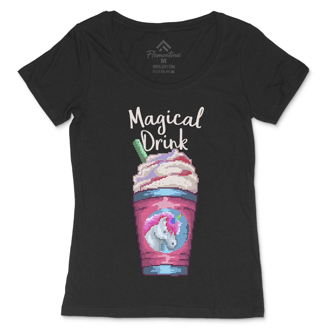 Magical Unicorn Drink Womens Scoop Neck T-Shirt Drinks B930