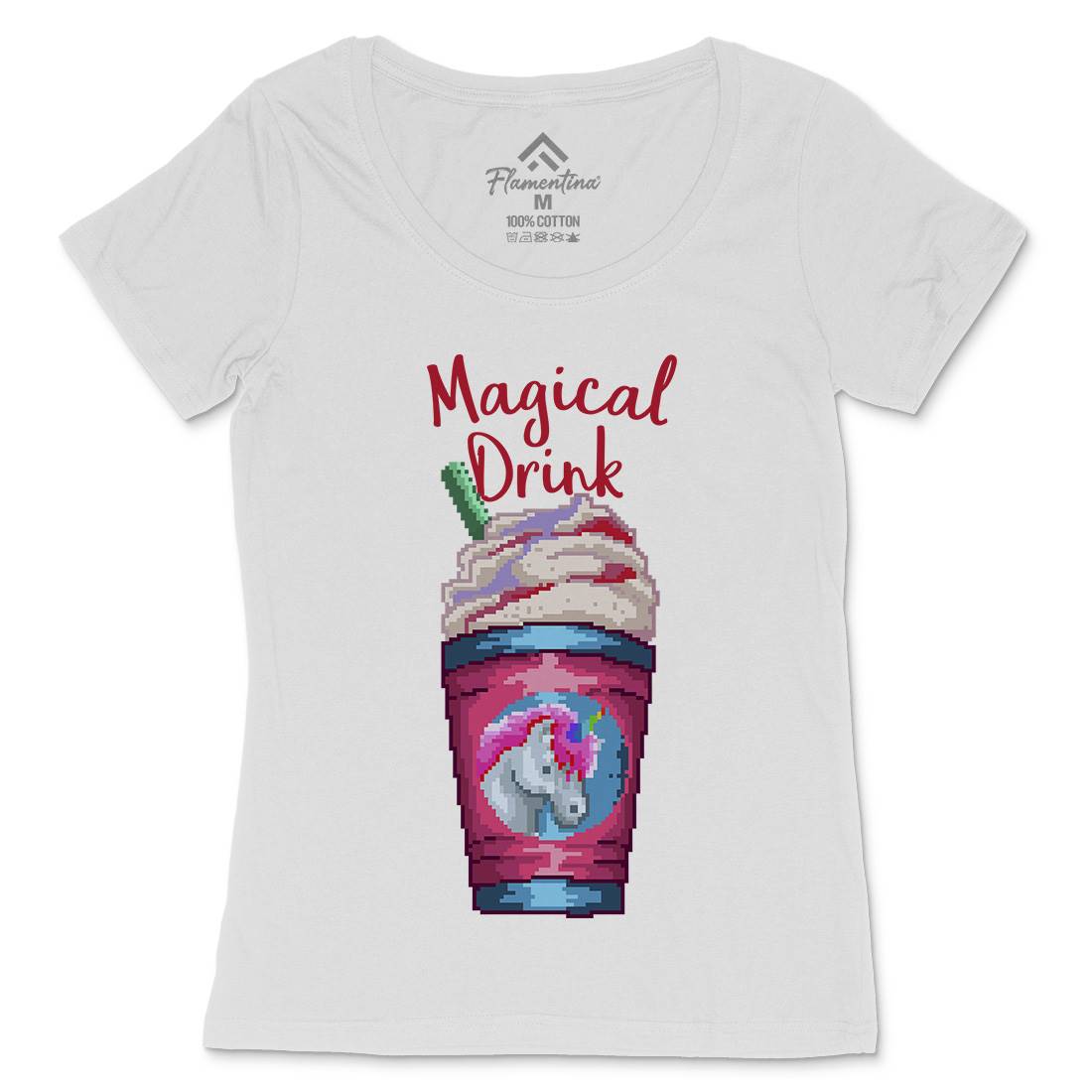 Magical Unicorn Drink Womens Scoop Neck T-Shirt Drinks B930
