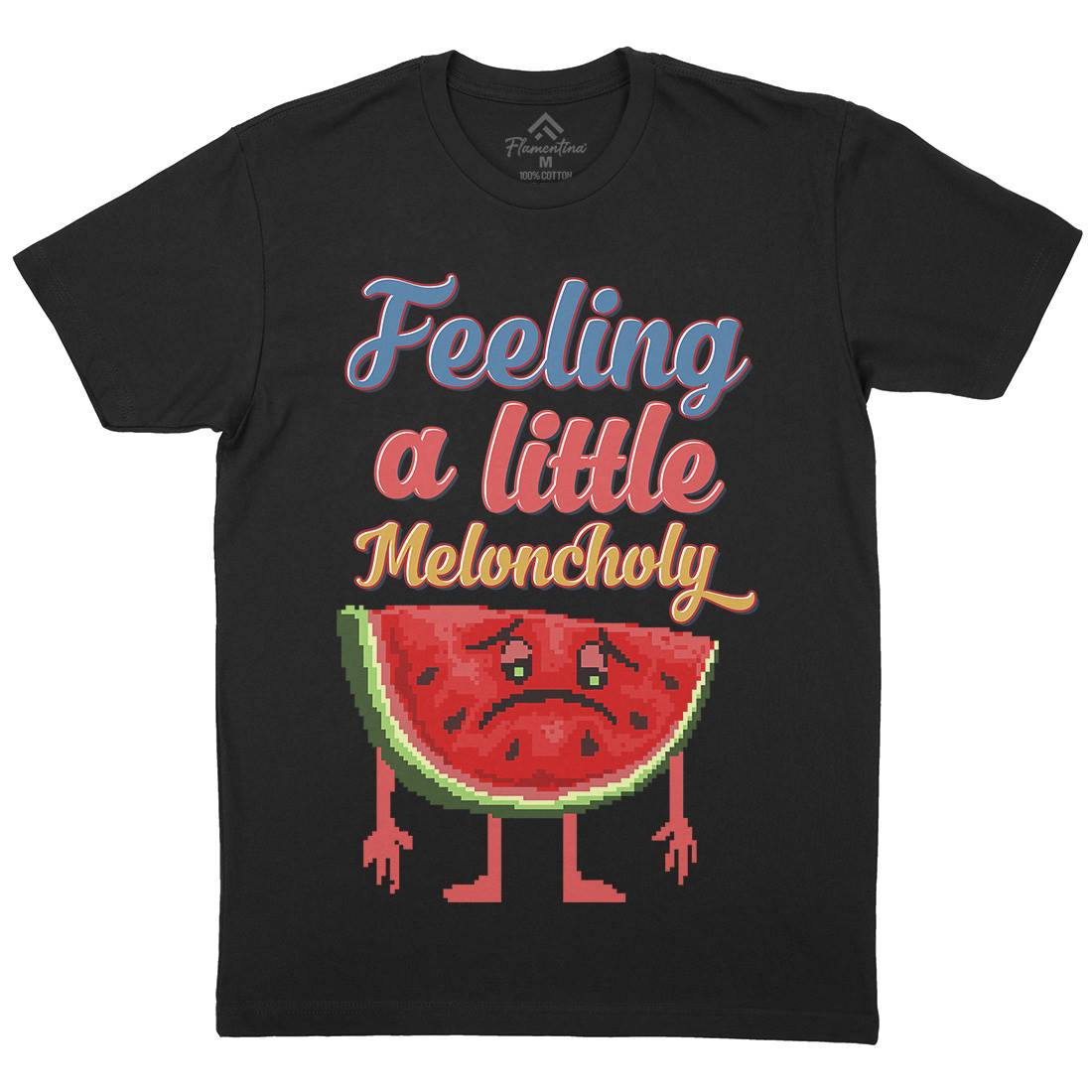 Meloncholy Food Puns Mens Organic Crew Neck T-Shirt Food B931