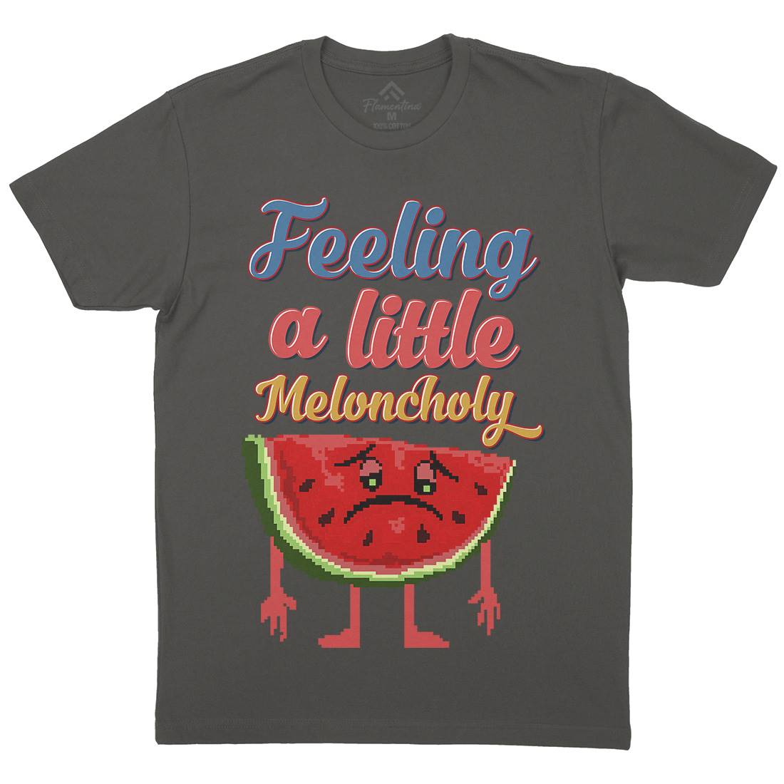 Meloncholy Food Puns Mens Organic Crew Neck T-Shirt Food B931