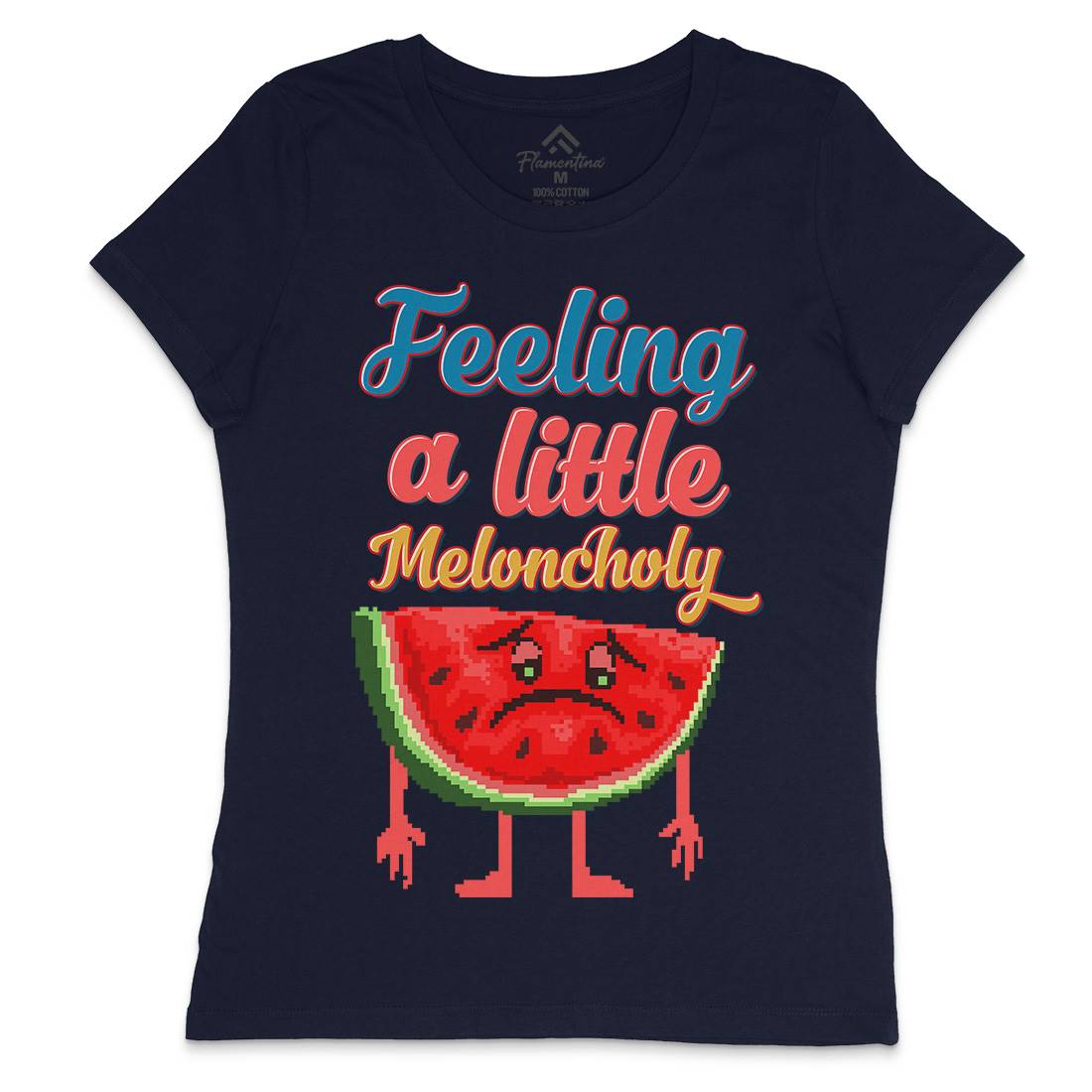 Meloncholy Food Puns Womens Crew Neck T-Shirt Food B931