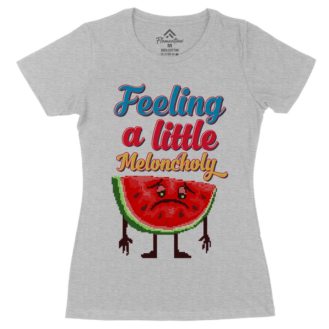 Meloncholy Food Puns Womens Organic Crew Neck T-Shirt Food B931
