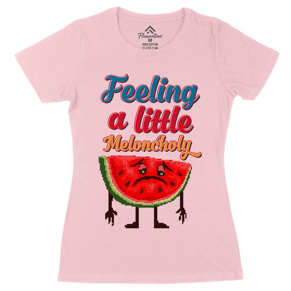 Meloncholy Food Puns Womens Organic Crew Neck T-Shirt Food B931