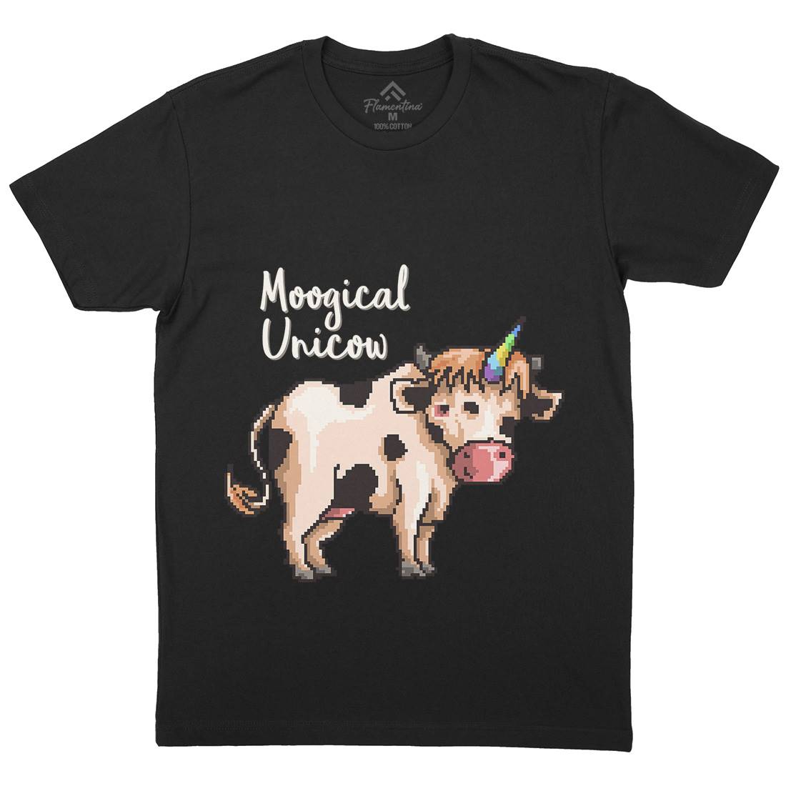 Moogical Unicow Mens Organic Crew Neck T-Shirt Animals B933