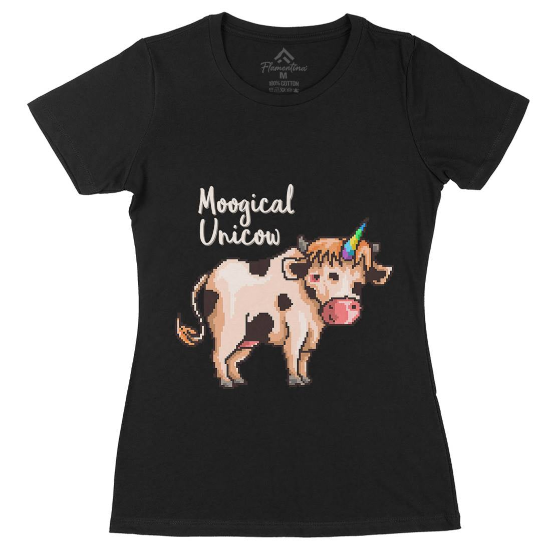 Moogical Unicow Womens Organic Crew Neck T-Shirt Animals B933