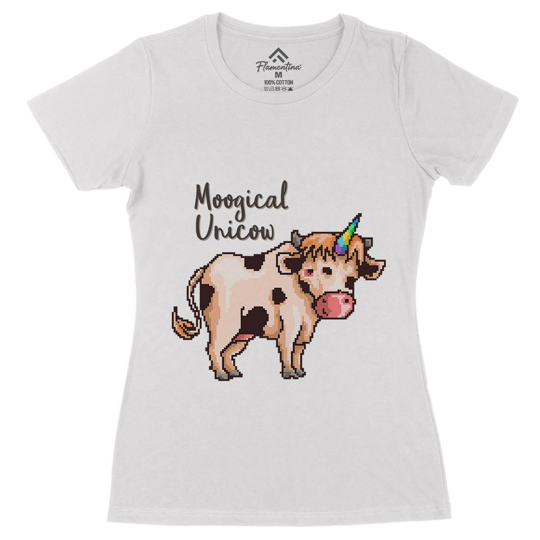 Moogical Unicow Womens Organic Crew Neck T-Shirt Animals B933