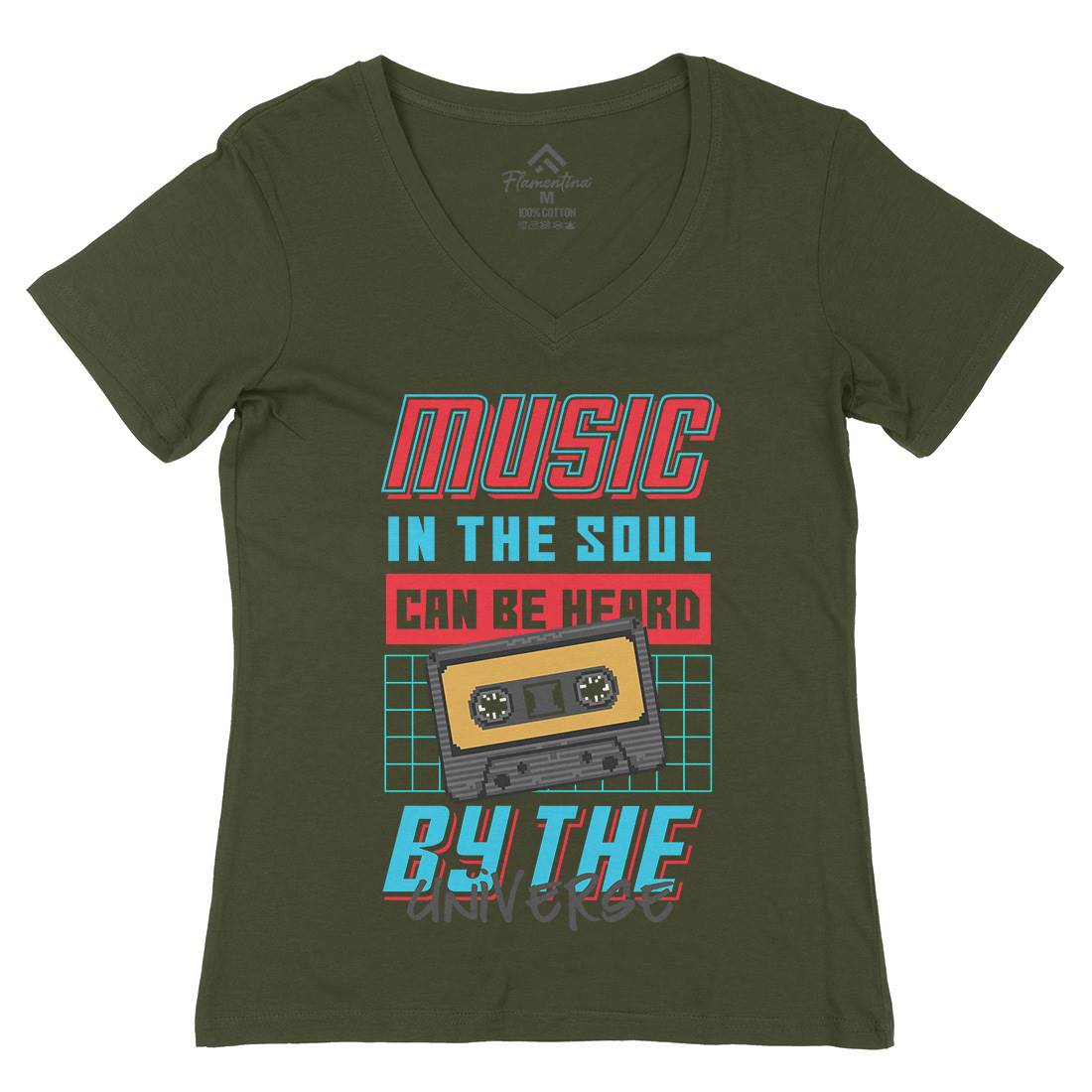In The Soul Can Be Heard By The Universe Womens Organic V-Neck T-Shirt Music B935