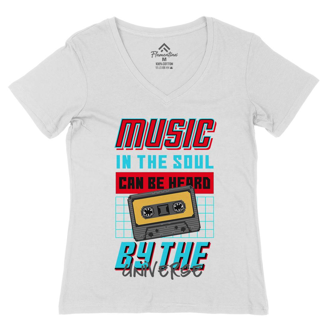 In The Soul Can Be Heard By The Universe Womens Organic V-Neck T-Shirt Music B935