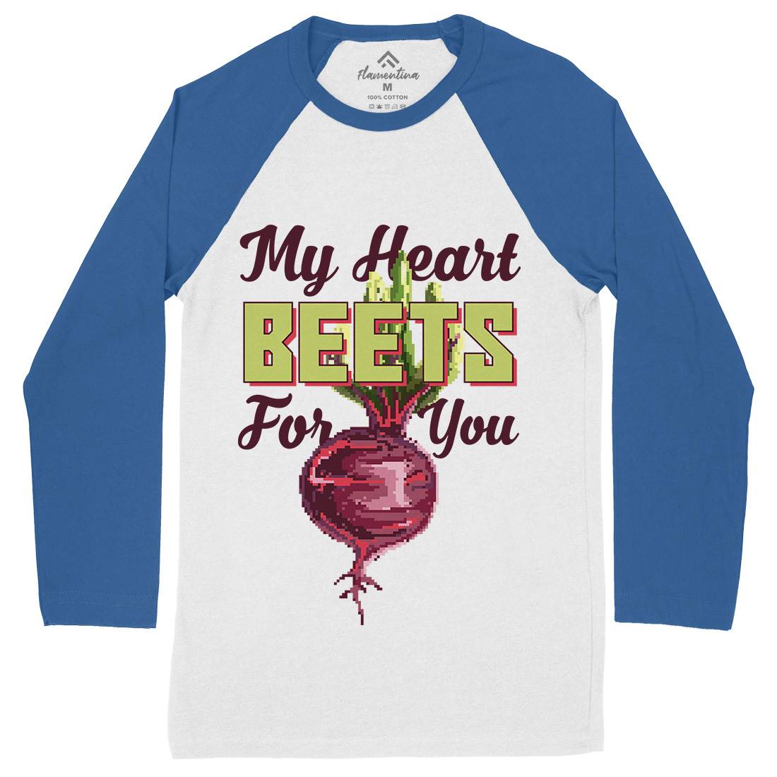 My Heart Beets For You Mens Long Sleeve Baseball T-Shirt Food B937