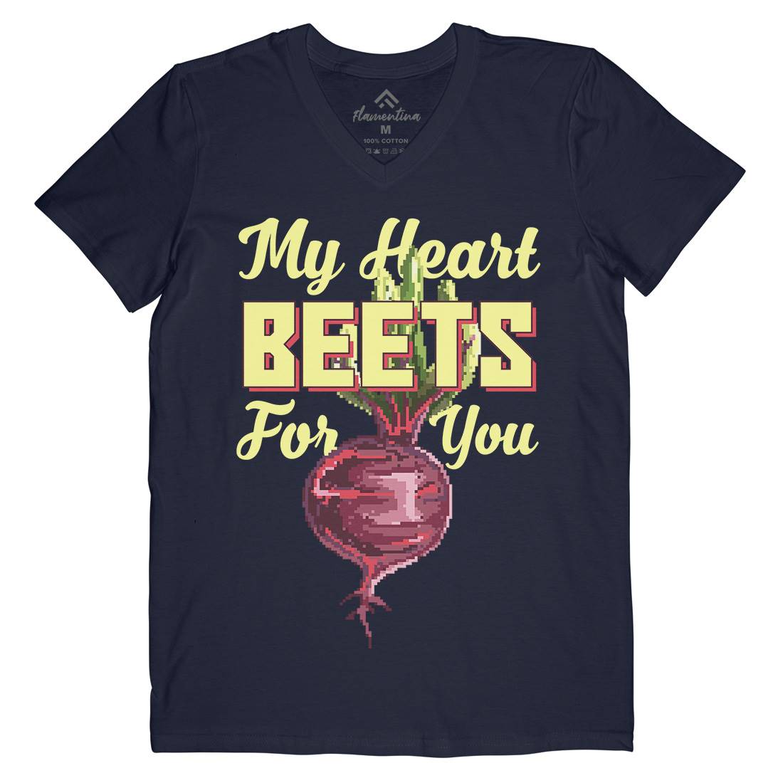 My Heart Beets For You Mens Organic V-Neck T-Shirt Food B937