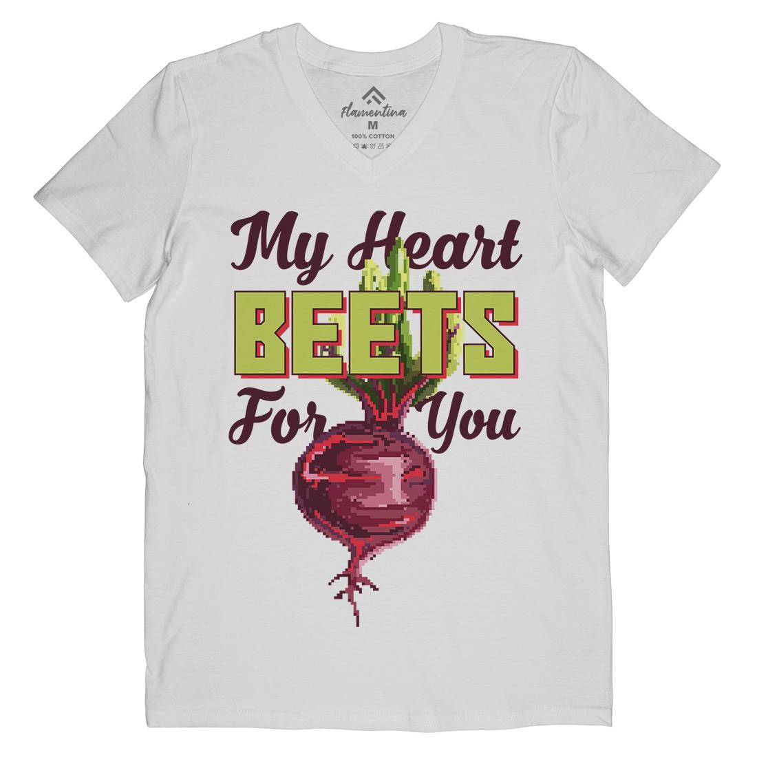 My Heart Beets For You Mens Organic V-Neck T-Shirt Food B937