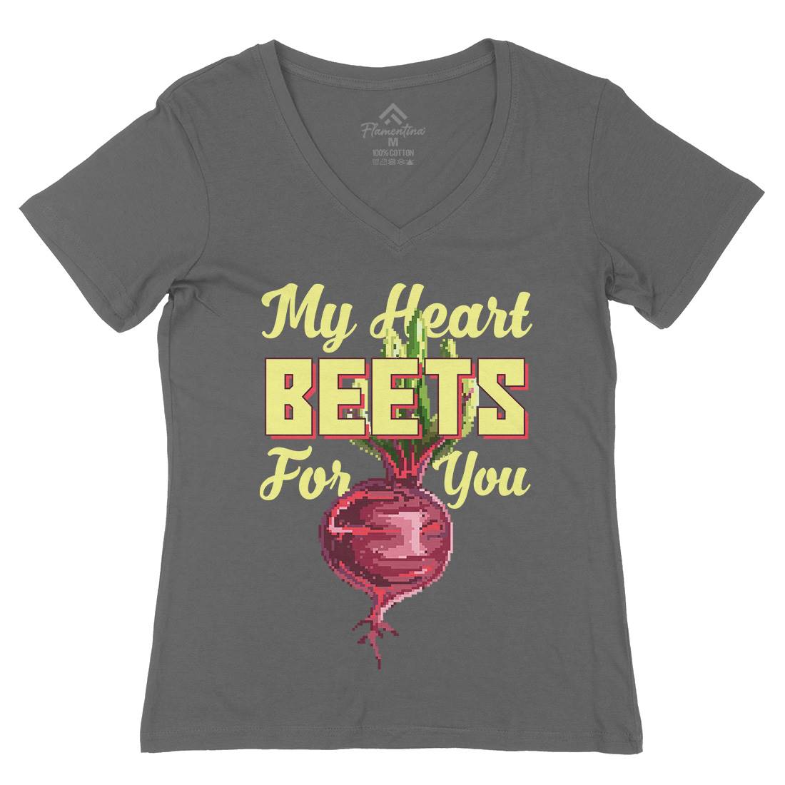 My Heart Beets For You Womens Organic V-Neck T-Shirt Food B937