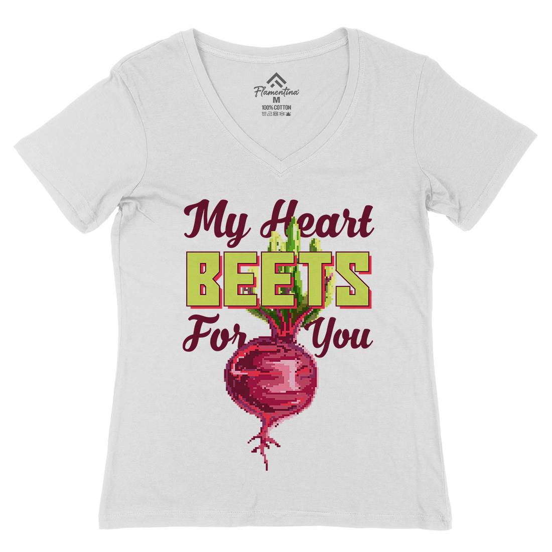 My Heart Beets For You Womens Organic V-Neck T-Shirt Food B937