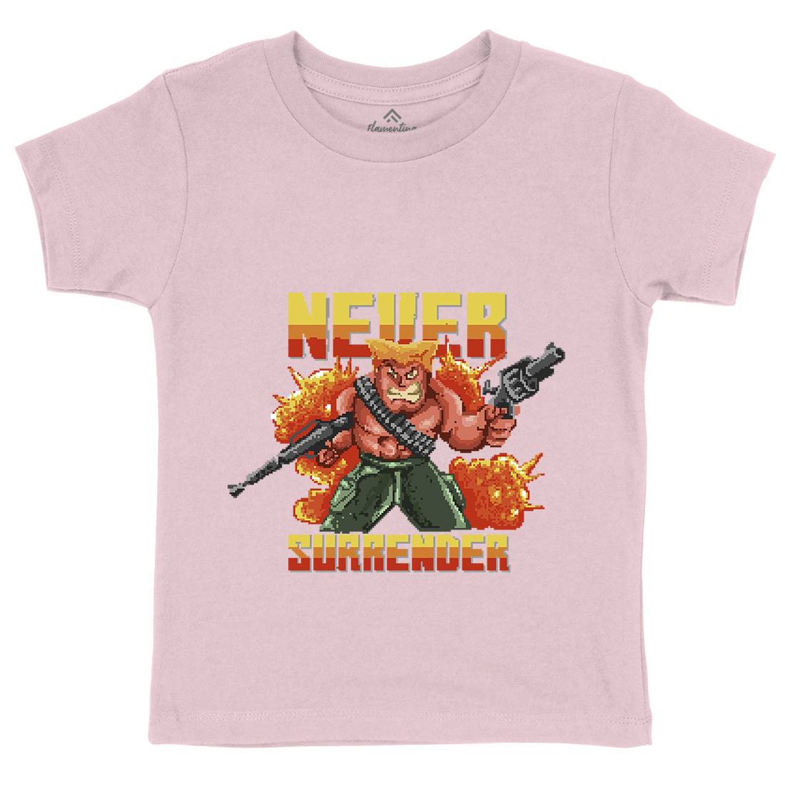 Never Surrender Kids Crew Neck T-Shirt Army B939