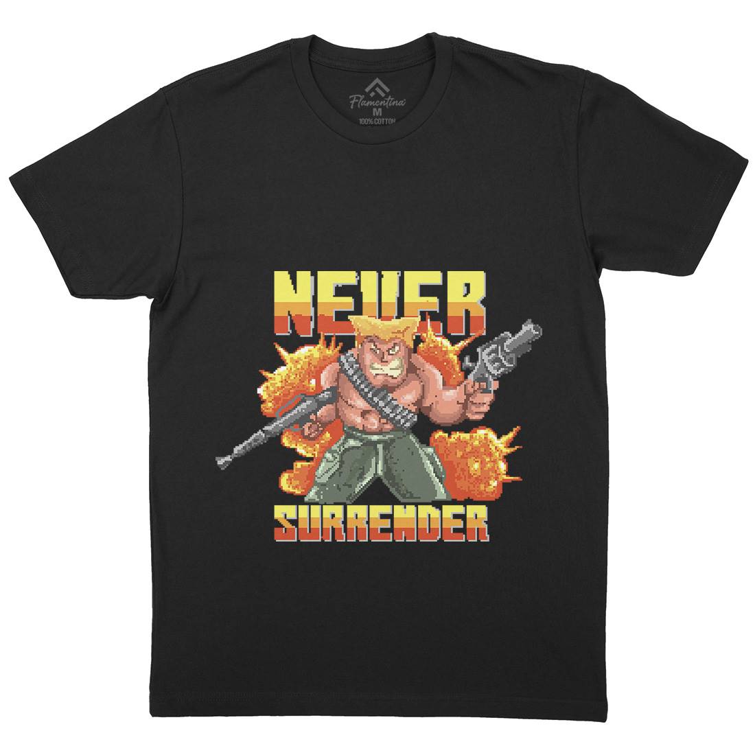 Never Surrender Mens Organic Crew Neck T-Shirt Army B939