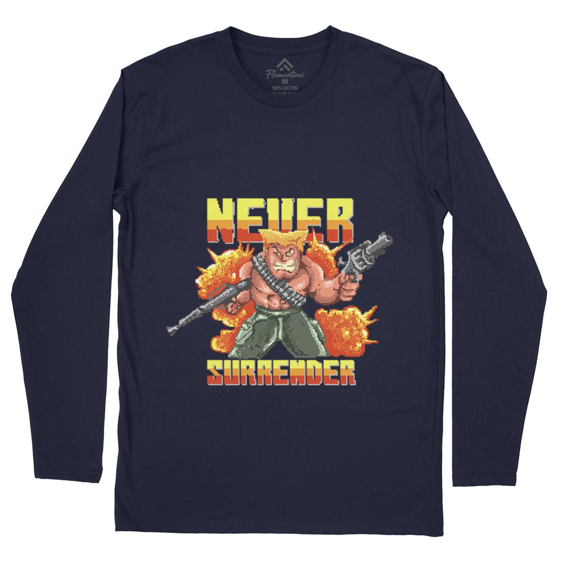 Never Surrender Mens Long Sleeve T-Shirt Army B939