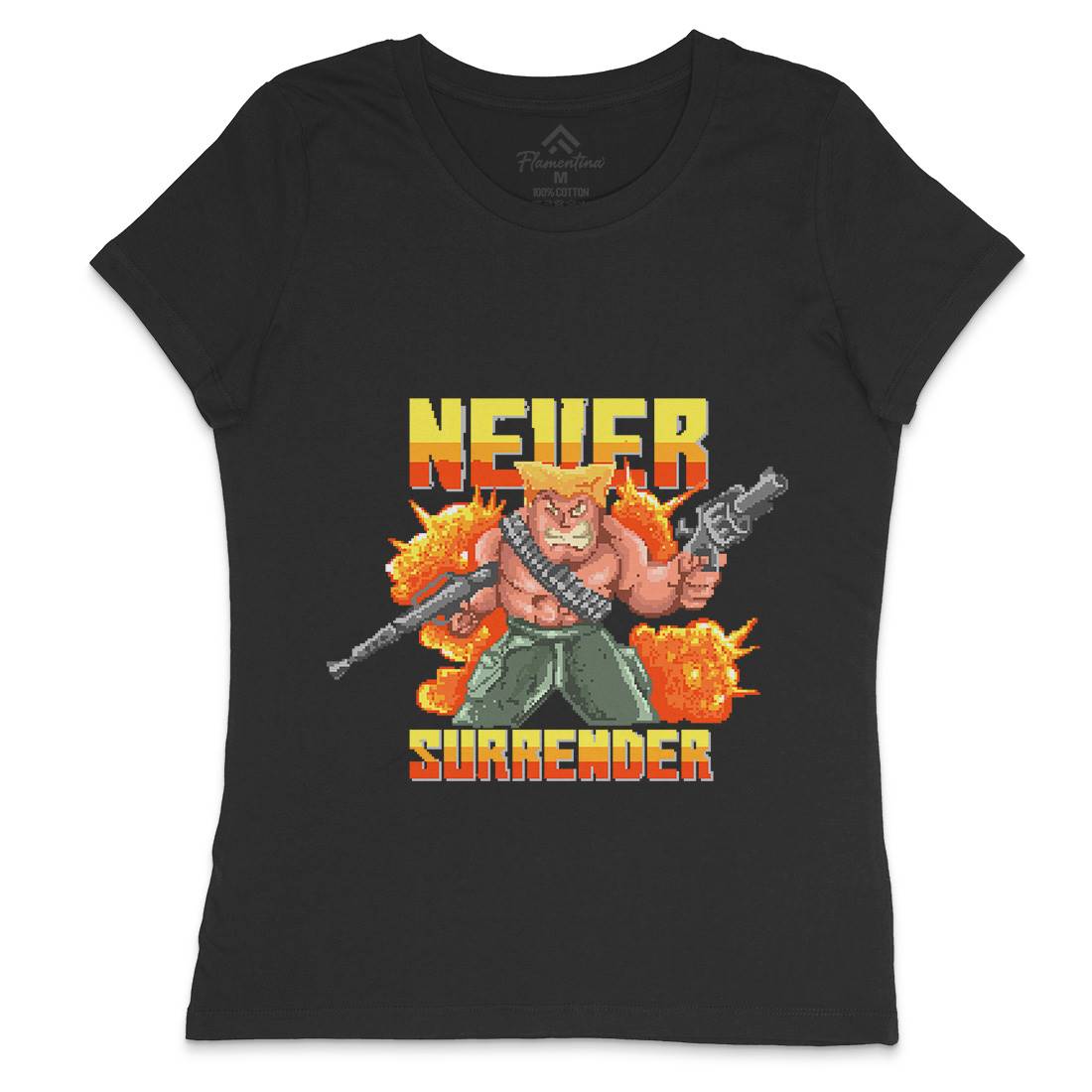 Never Surrender Womens Crew Neck T-Shirt Army B939