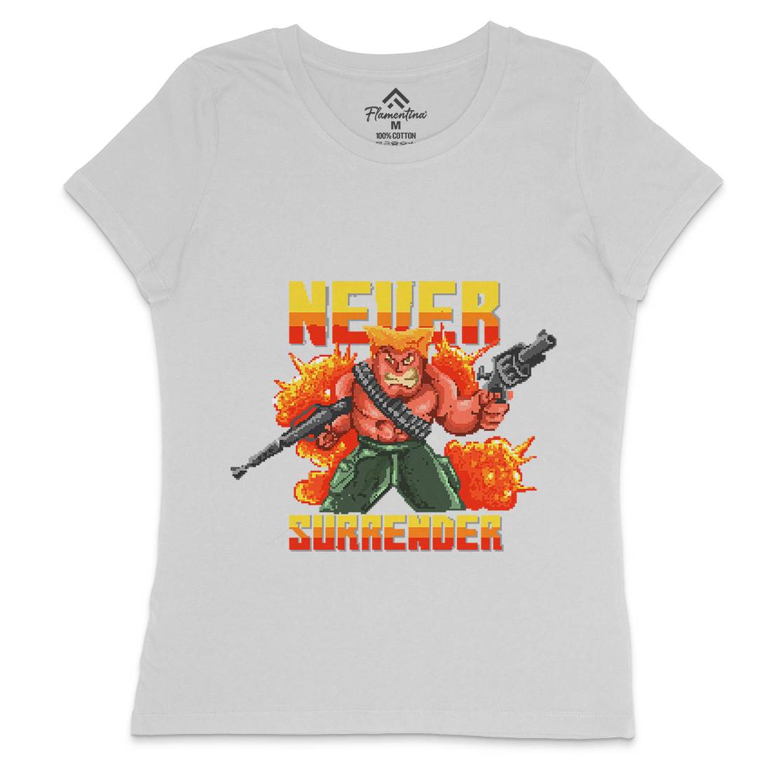 Never Surrender Womens Crew Neck T-Shirt Army B939