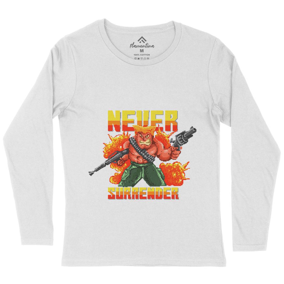Never Surrender Womens Long Sleeve T-Shirt Army B939