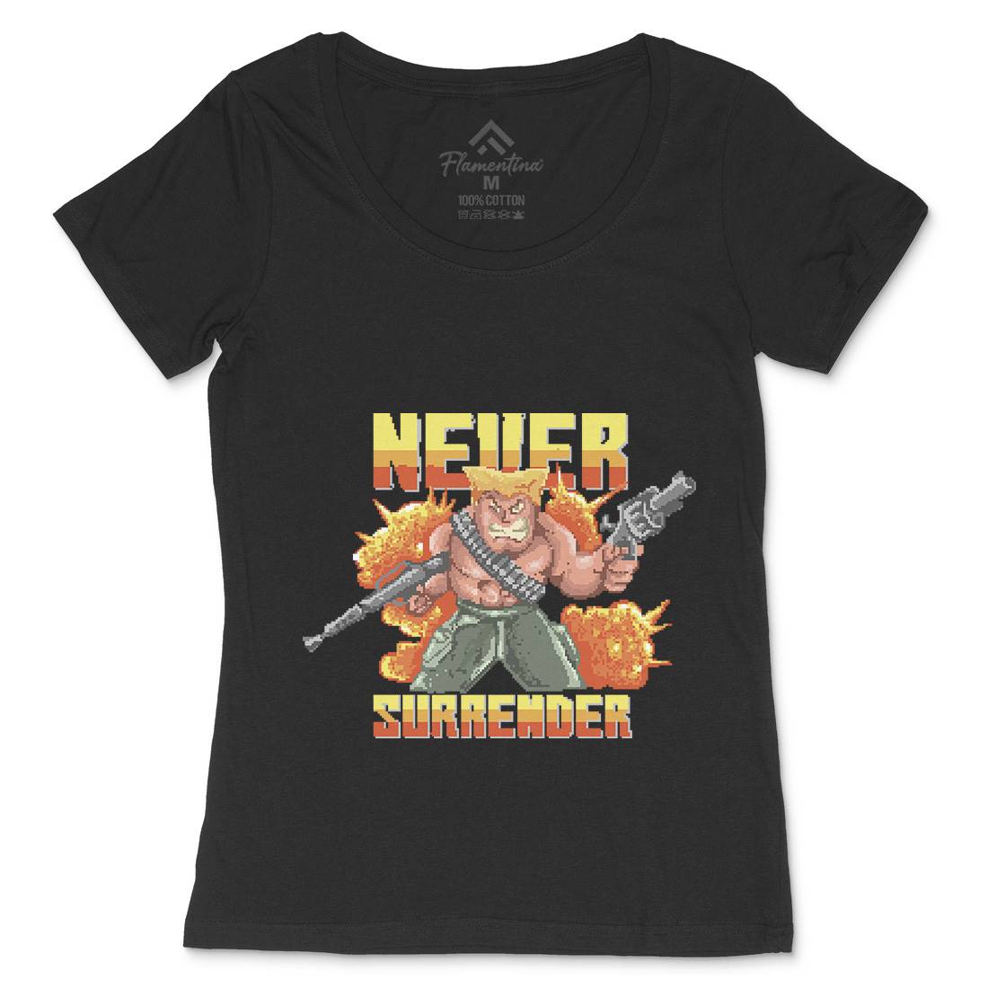 Never Surrender Womens Scoop Neck T-Shirt Army B939