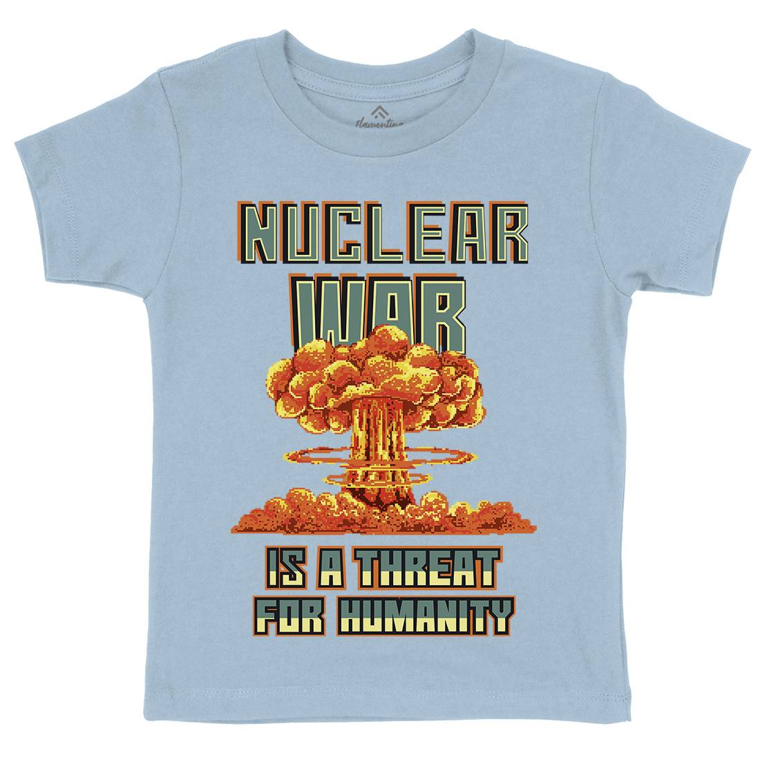 Nuclear War Is A Threat For Humanity Kids Crew Neck T-Shirt Army B941