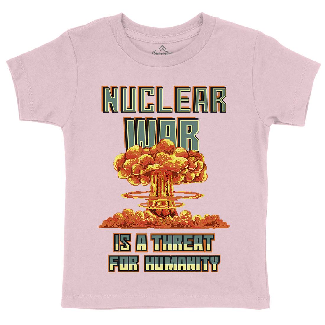 Nuclear War Is A Threat For Humanity Kids Organic Crew Neck T-Shirt Army B941