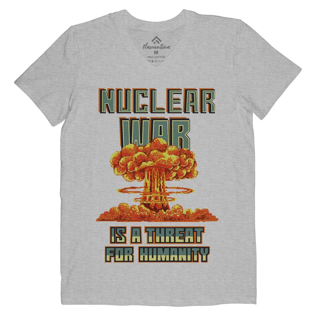 Nuclear War Is A Threat For Humanity Mens Organic V-Neck T-Shirt Army B941