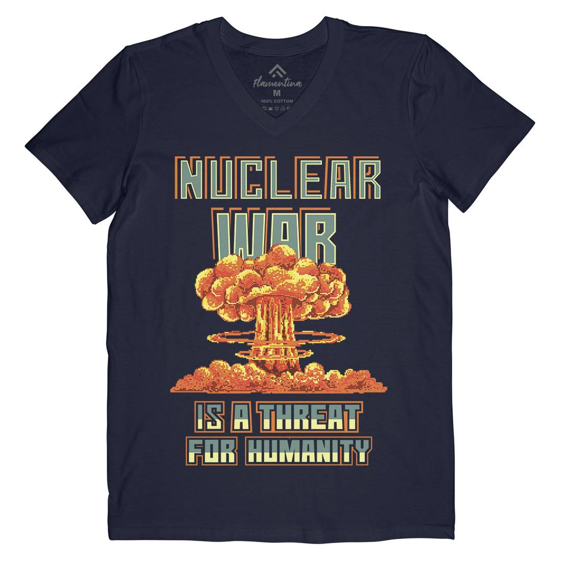 Nuclear War Is A Threat For Humanity Mens Organic V-Neck T-Shirt Army B941