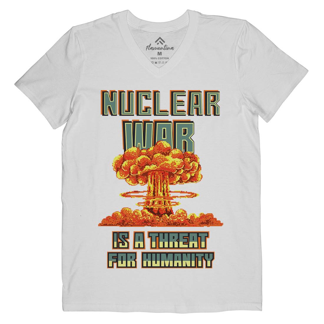 Nuclear War Is A Threat For Humanity Mens V-Neck T-Shirt Army B941
