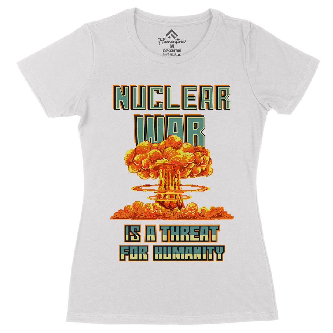 Nuclear War Is A Threat For Humanity Womens Organic Crew Neck T-Shirt Army B941