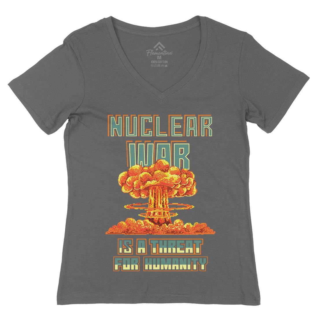 Nuclear War Is A Threat For Humanity Womens Organic V-Neck T-Shirt Army B941