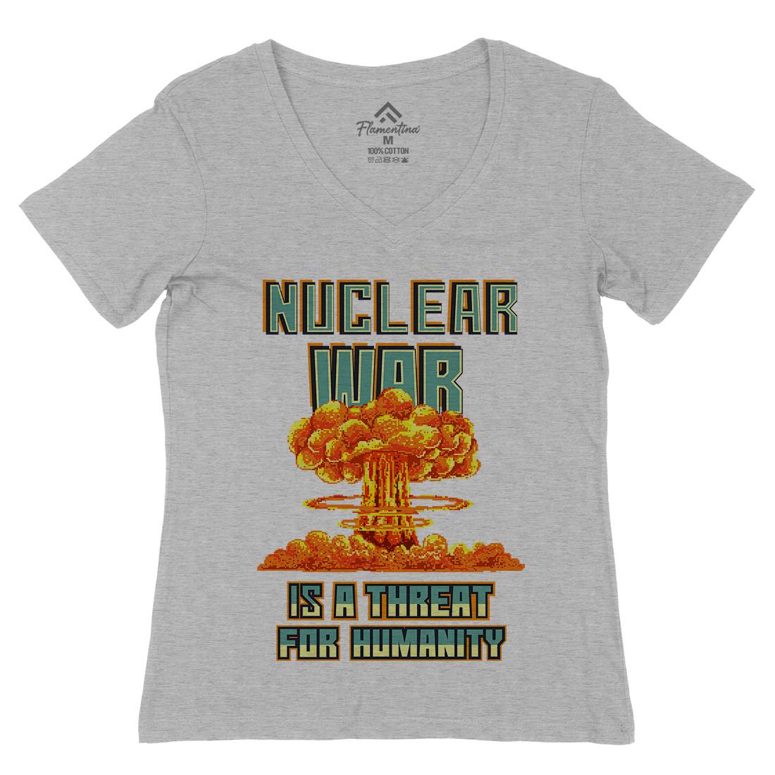 Nuclear War Is A Threat For Humanity Womens Organic V-Neck T-Shirt Army B941