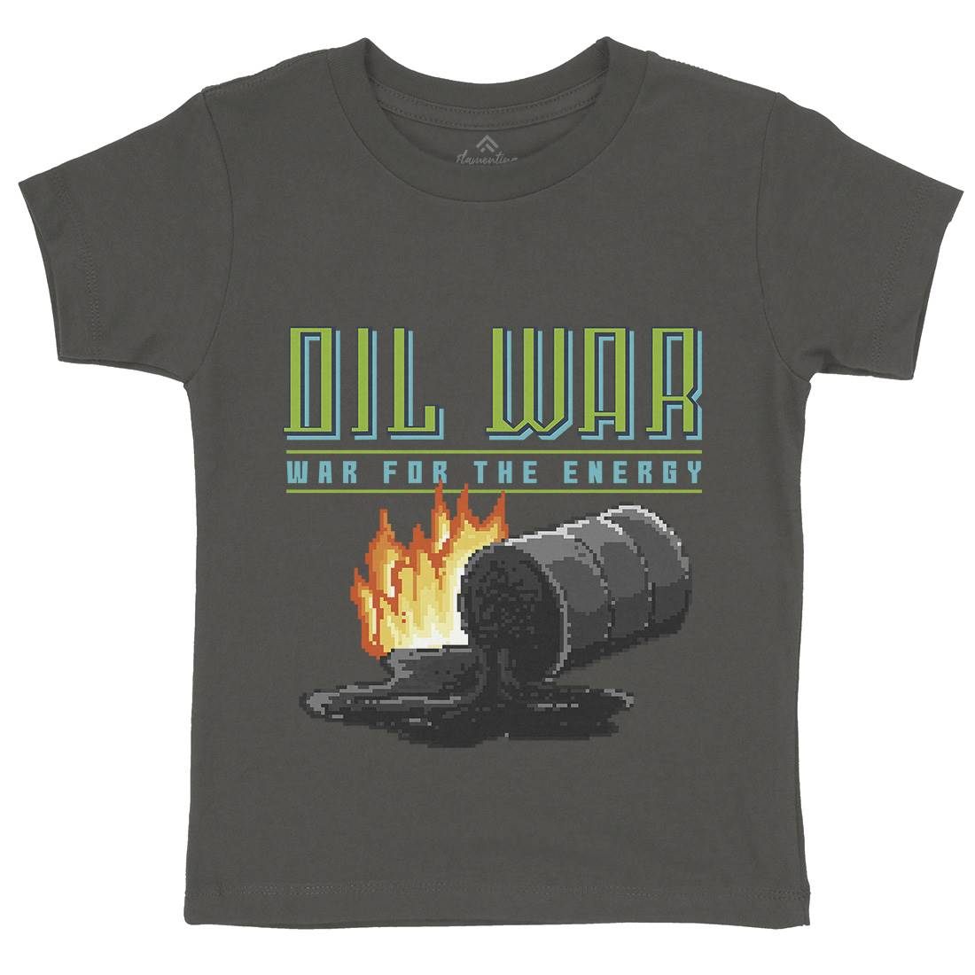 Oil War Kids Organic Crew Neck T-Shirt Army B942