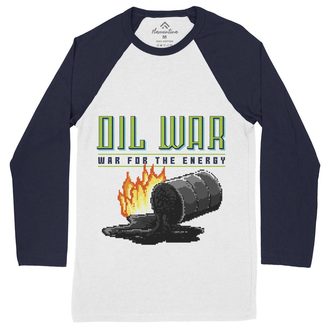 Oil War Mens Long Sleeve Baseball T-Shirt Army B942