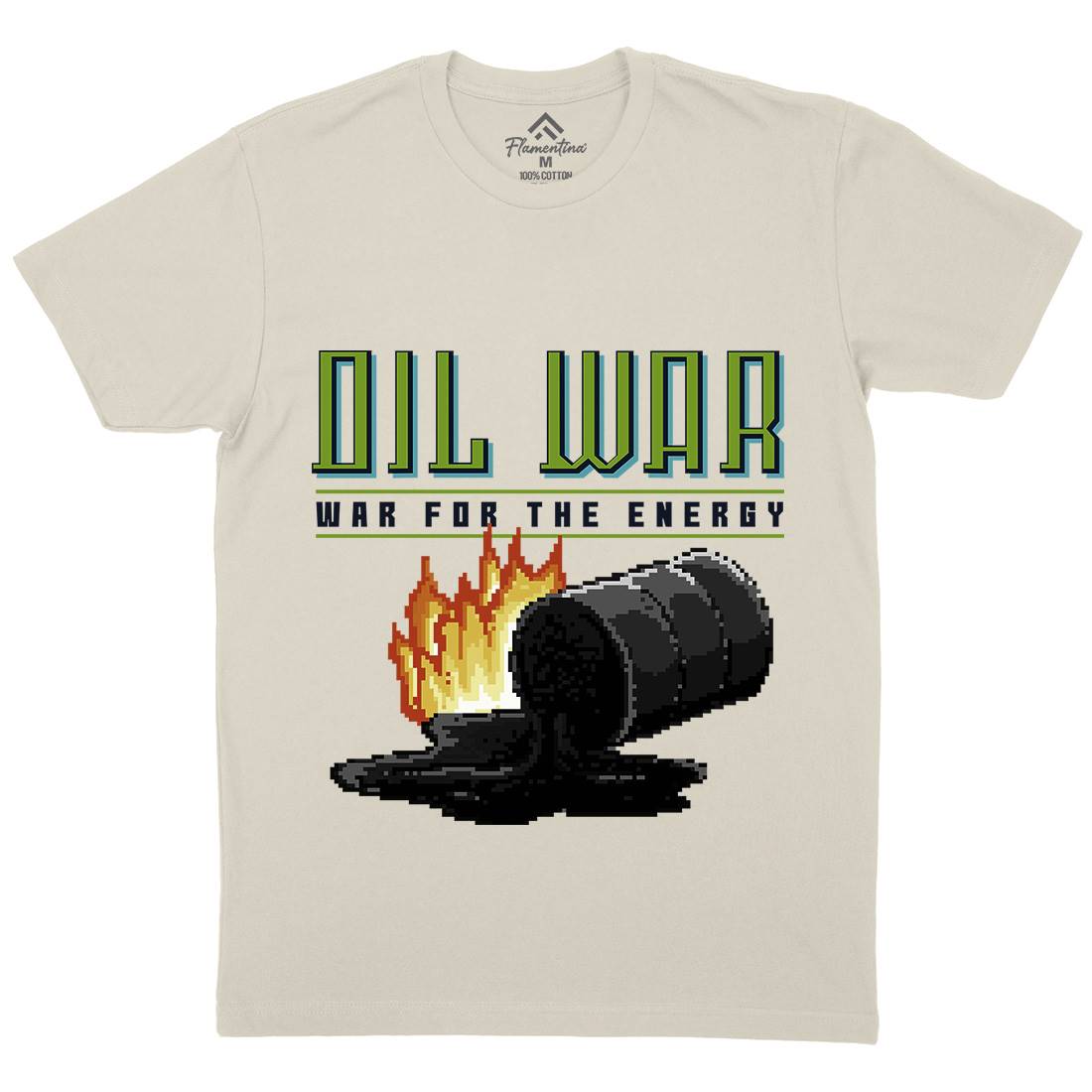 Oil War Mens Organic Crew Neck T-Shirt Army B942