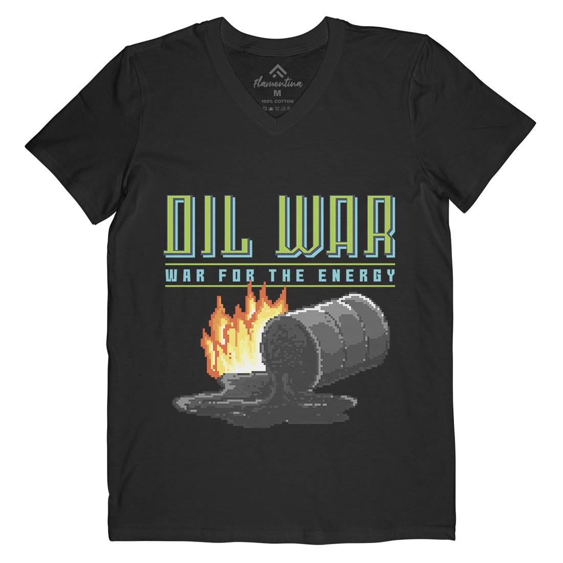 Oil War Mens Organic V-Neck T-Shirt Army B942