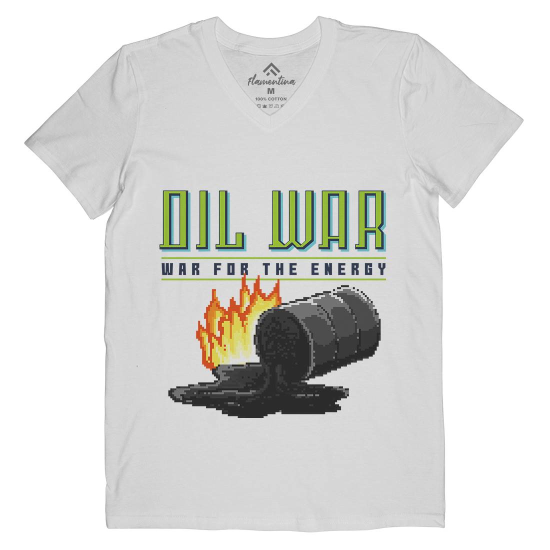 Oil War Mens Organic V-Neck T-Shirt Army B942