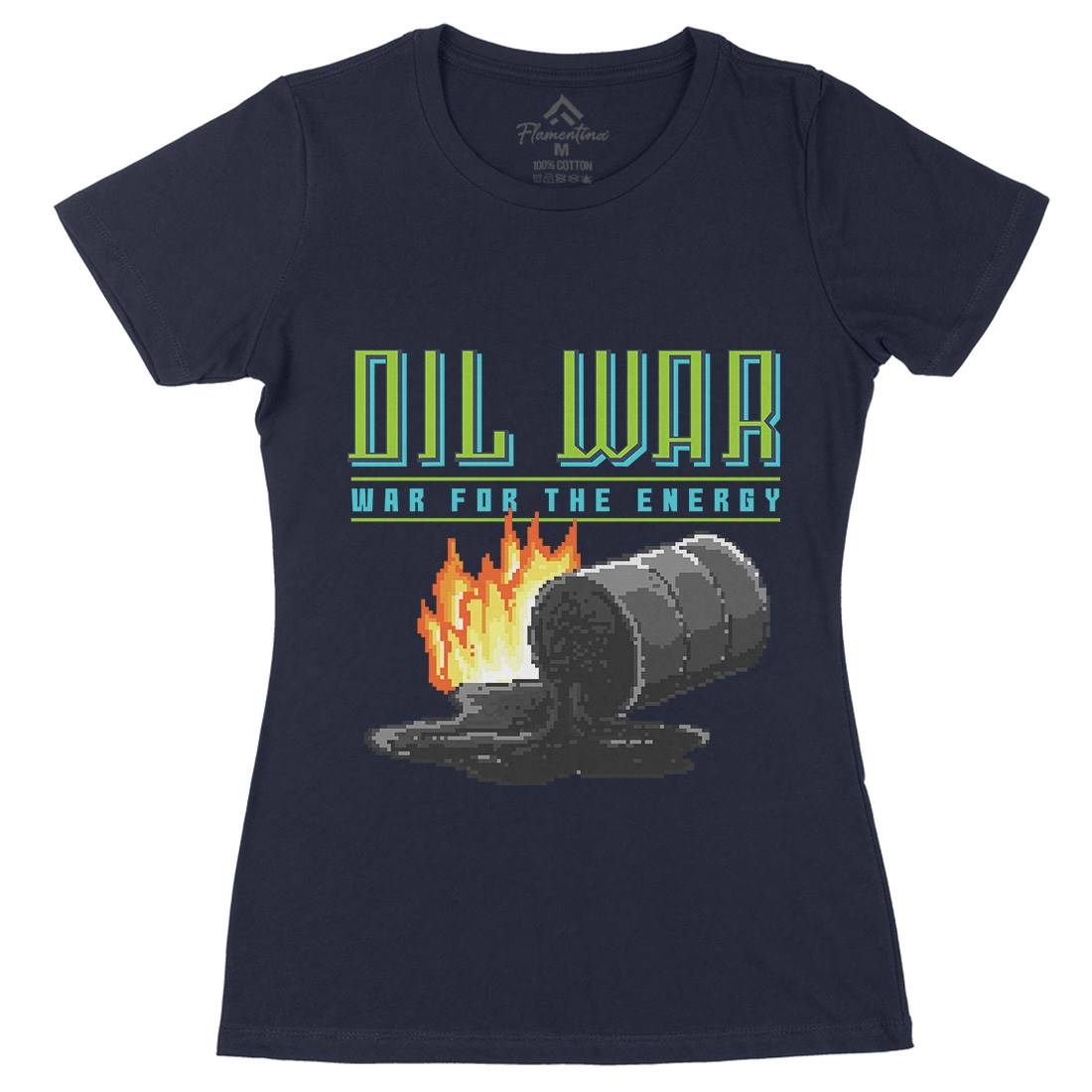 Oil War Womens Organic Crew Neck T-Shirt Army B942