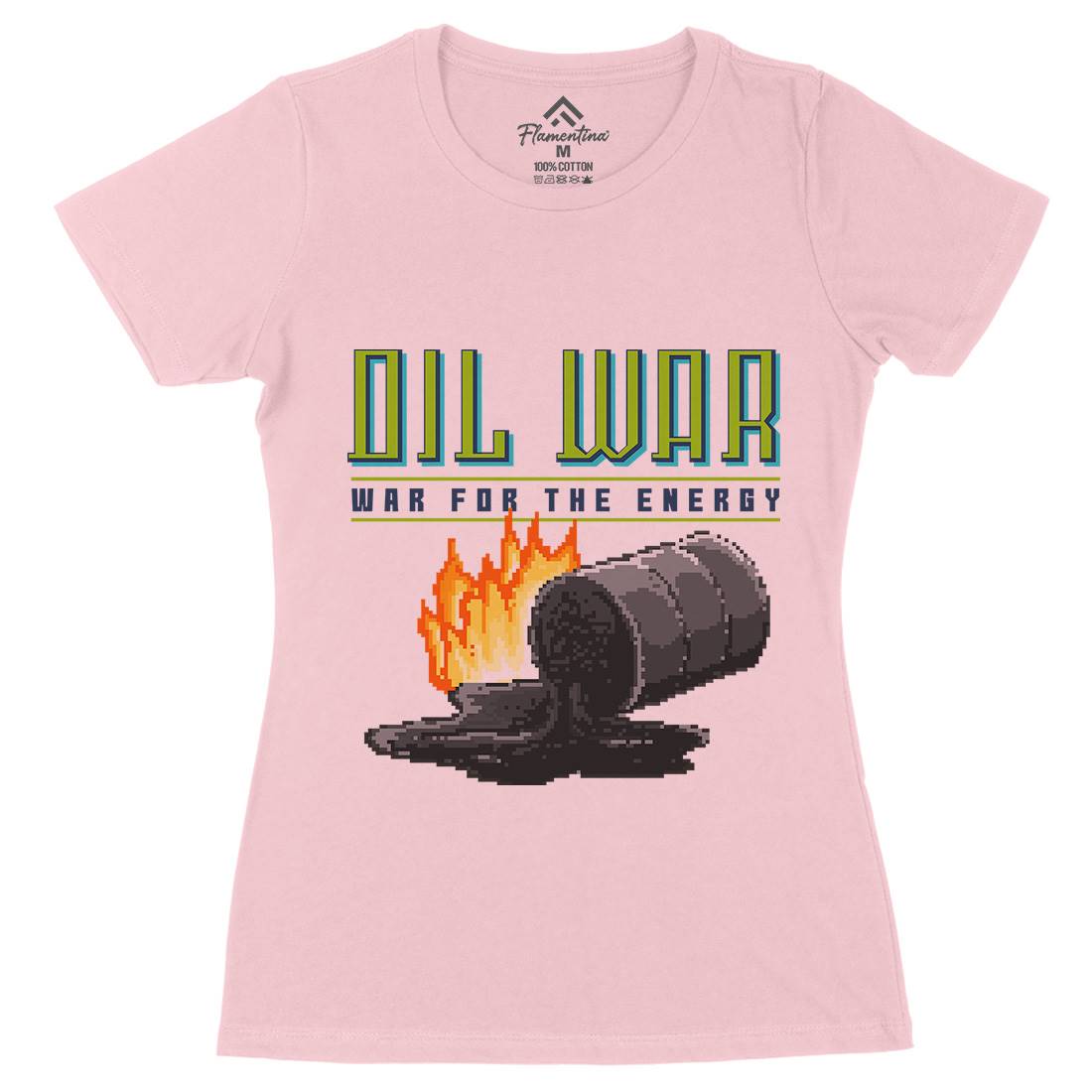 Oil War Womens Organic Crew Neck T-Shirt Army B942