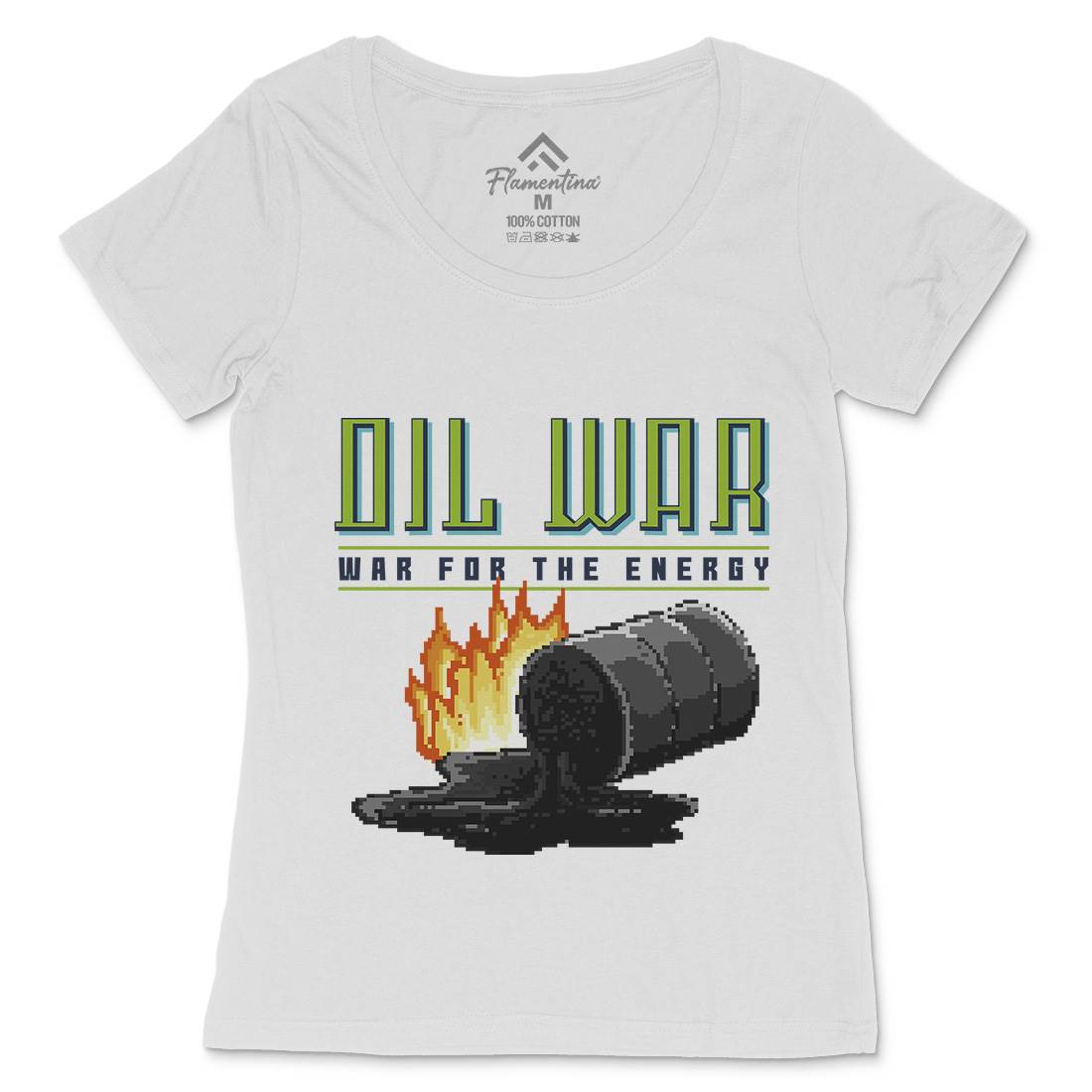 Oil War Womens Scoop Neck T-Shirt Army B942