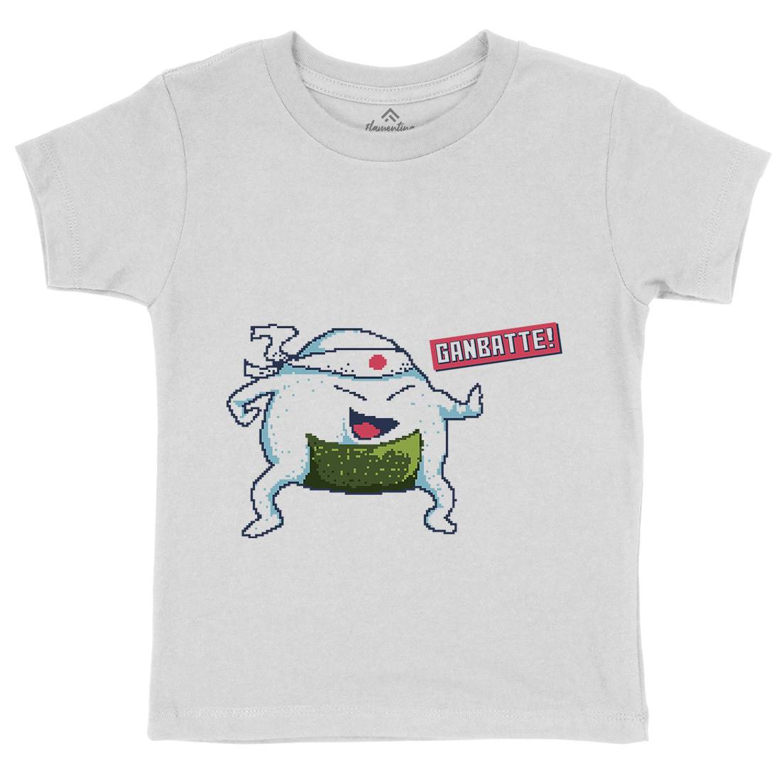 Onigiri Kawaii Character Art Kids Organic Crew Neck T-Shirt Food B943