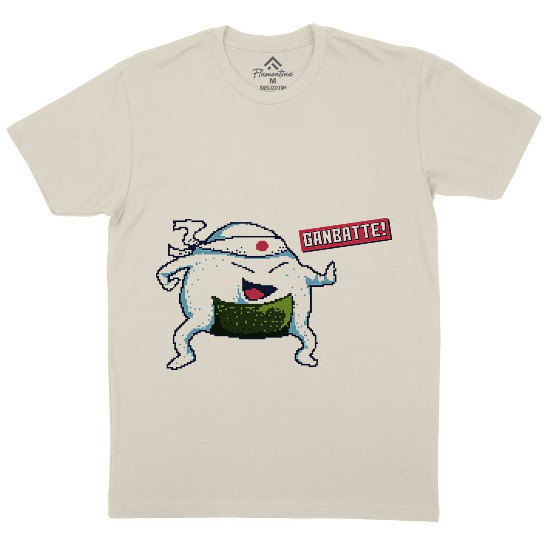 Onigiri Kawaii Character Art Mens Organic Crew Neck T-Shirt Food B943