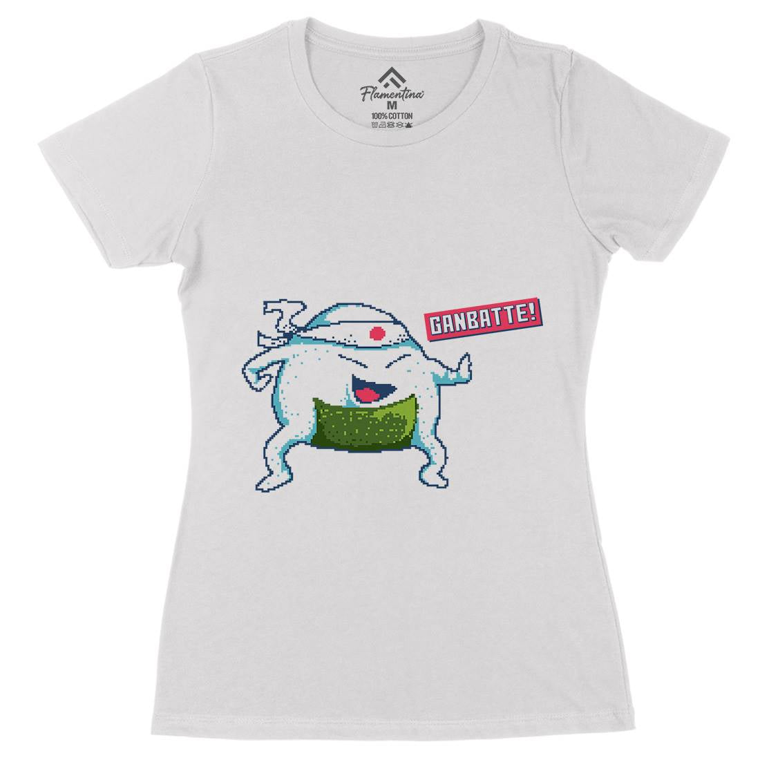 Onigiri Kawaii Character Art Womens Organic Crew Neck T-Shirt Food B943