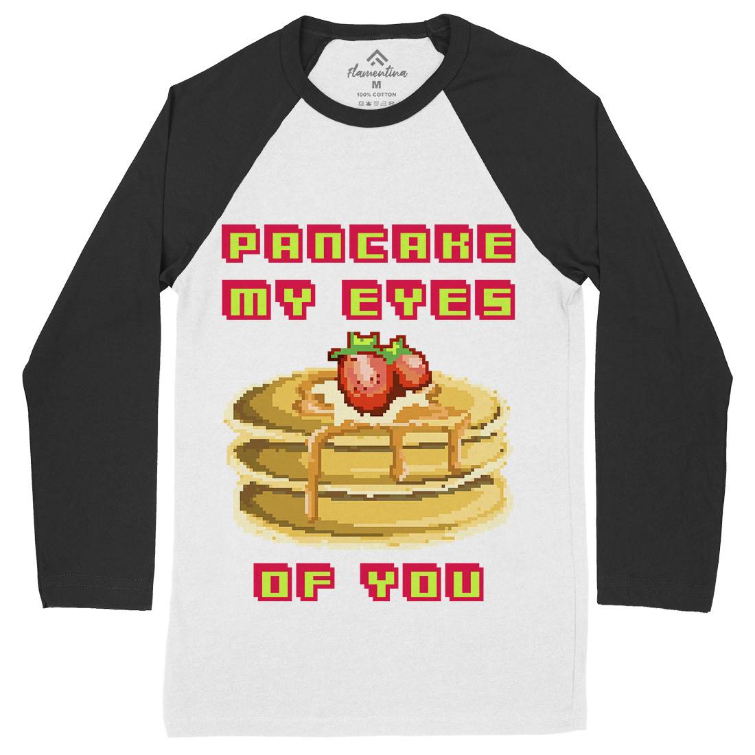 Pancake My Eyes Mens Long Sleeve Baseball T-Shirt Food B944