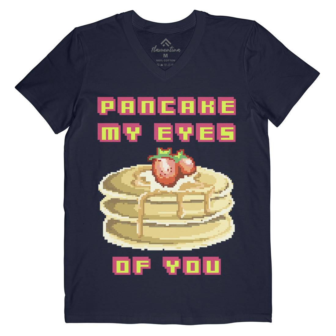 Pancake My Eyes Mens Organic V-Neck T-Shirt Food B944