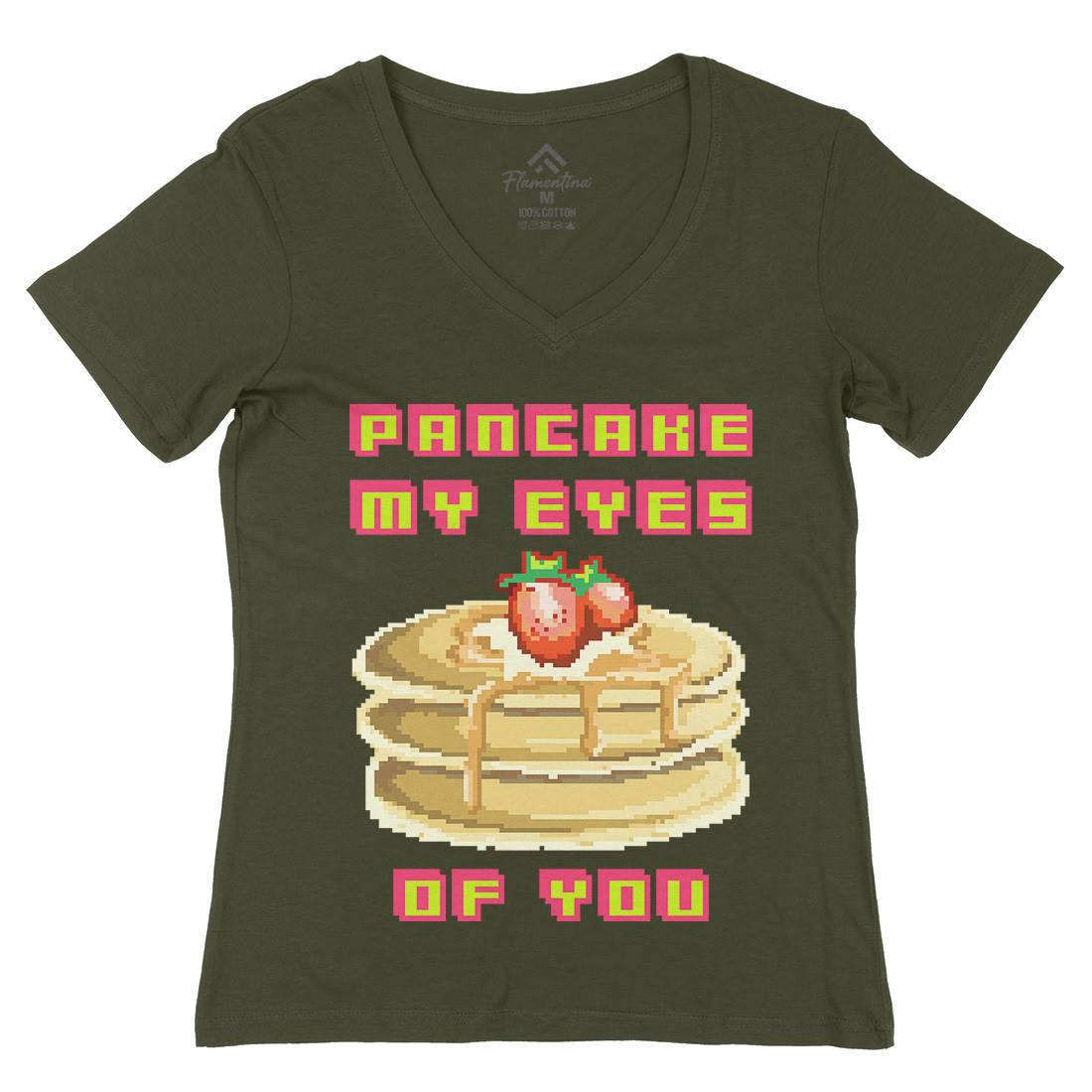 Pancake My Eyes Womens Organic V-Neck T-Shirt Food B944