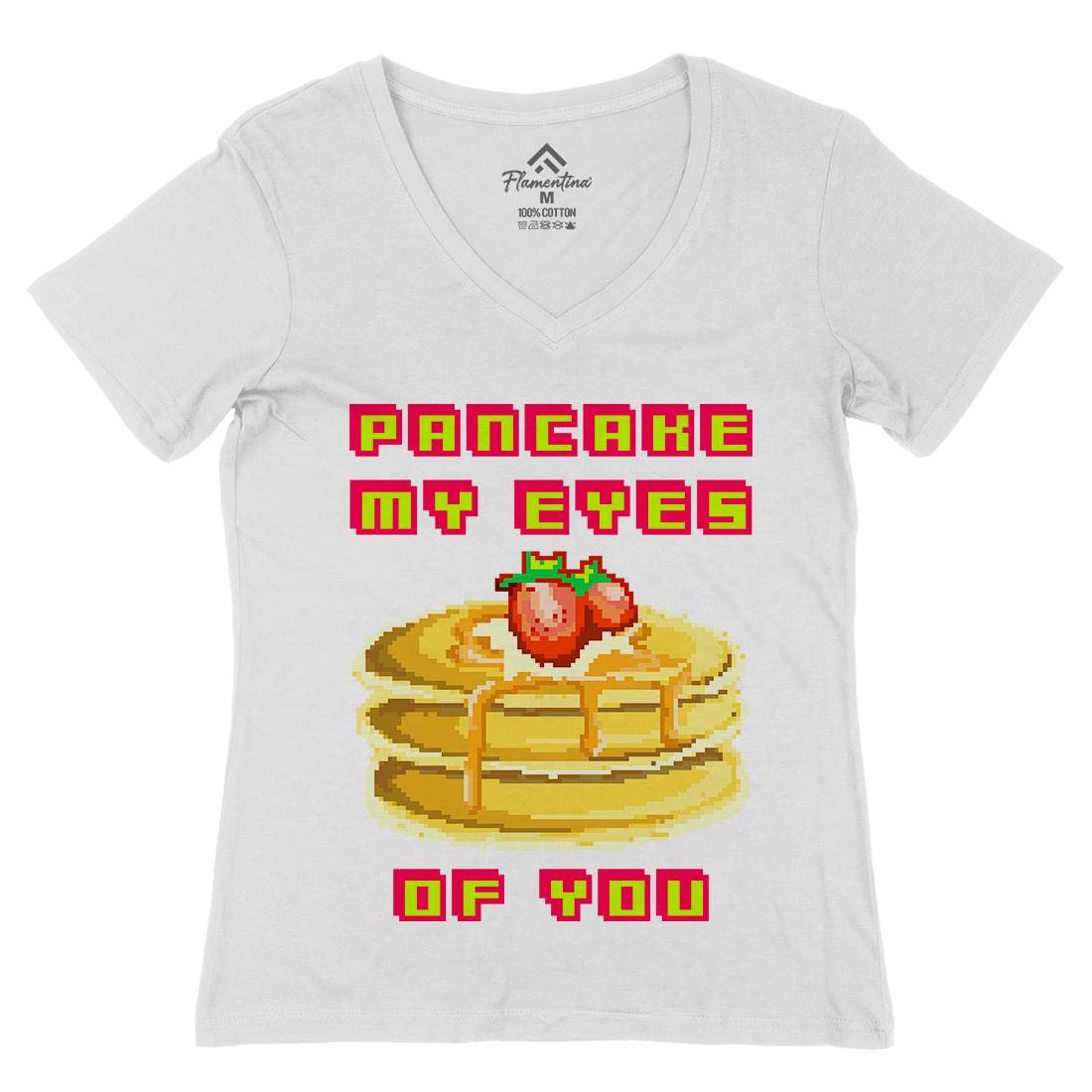 Pancake My Eyes Womens Organic V-Neck T-Shirt Food B944