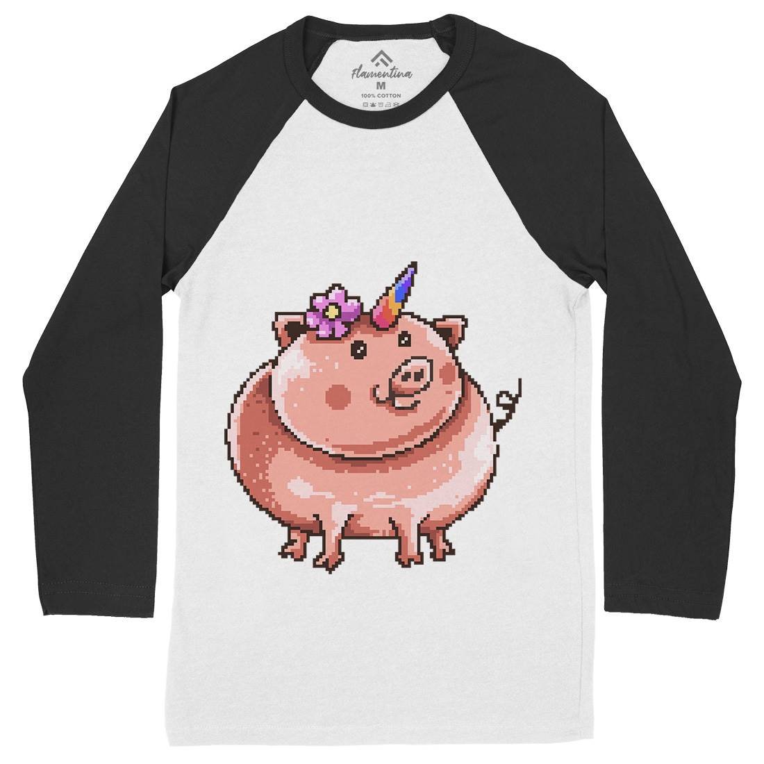 Piggycorn Mens Long Sleeve Baseball T-Shirt Animals B946