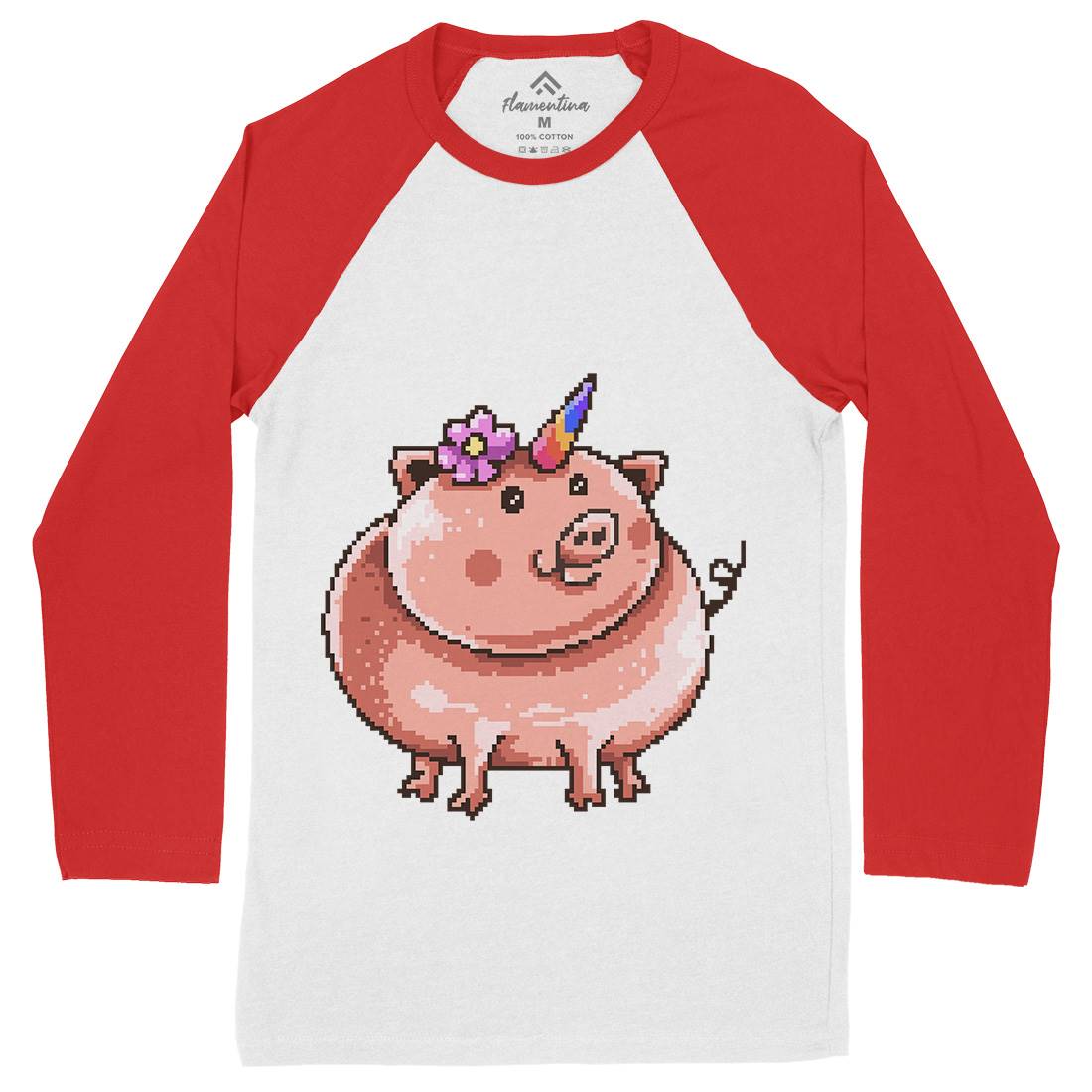 Piggycorn Mens Long Sleeve Baseball T-Shirt Animals B946